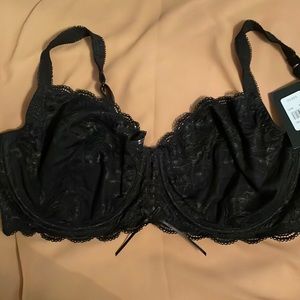 NWT Frederick’s of Hollywood Black Lacy 38DD balcony bra